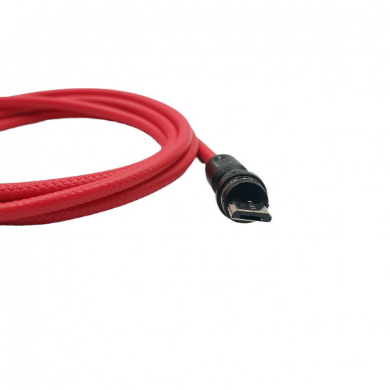 Магнітний кабель USLION 2 в 1 / Micro - USB / 540 градусів / Круглий / 200 см. / Червоний