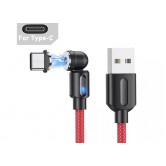 Магнитный кабель USLION 2 в 1 / Type-C - USB / 540 градусов / Круглый / 200 см. / Красный Магнитный кабель USLION 2 в 1 / Type-C - USB / 540 градусов / Круглый / 200 см. / Красный