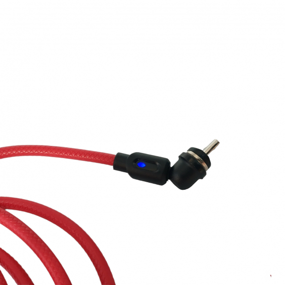 Магнітний кабель USLION 2 в 1 / Lightning (Iphone) - USB / 540 градусів / Круглий / 200 см. / Червоний