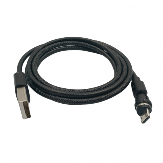 Магнітний кабель USLION 2 в 1 (Швидка зарядка 5A) Micro - USB / 540 градусів / Круглий / 100 см / Чорний