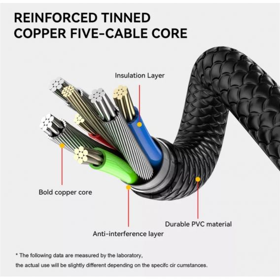 Магнітний кабель USLION 2 в 1 (Швидка зарядка 5A) / Type-C - USB / 540 градусів / Круглий / 100 см. / Чорний