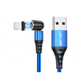 Магнітний кабель USLION 2 в 1/(Швидка зарядка 5A)Lightning (Iphone)/ 540 градусів / Круглий / 100 см. / Синій Магнітний кабель USLION 2 в 1/(Швидка зарядка 5A)Lightning (Iphone)/ 540 градусів / Круглий / 100 см. / Синій