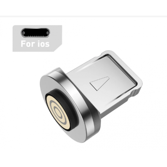 Магнітний кабель USLION 2 в 1 для швидкої зарядки 5A – Lightning (iPhone), 540 градусів обертання, круглий, 100 см, синій