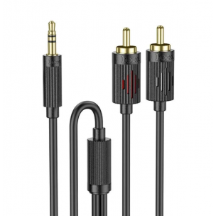 Кабель Hoco UPA28 перехідник AUX (роздвоювач) Jack 3.5 на 2 RCA / 1.5 метра / Чорний Кабель Hoco UPA28 перехідник AUX (роздвоювач) Jack 3.5 на 2 RCA / 1.5 метра / Чорний