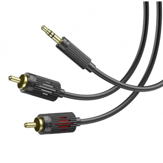 Кабель Hoco UPA28 перехідник AUX (роздвоювач) Jack 3.5 на 2 RCA / 1.5 метра / Чорний