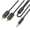 Кабель Hoco UPA28 перехідник AUX (роздвоювач) Jack 3.5 на 2 RCA / 1.5 метра / Чорний