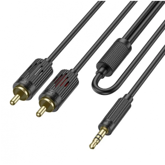 Кабель Hoco UPA28 перехідник AUX (роздвоювач) Jack 3.5 на 2 RCA / 1.5 метра / Чорний
