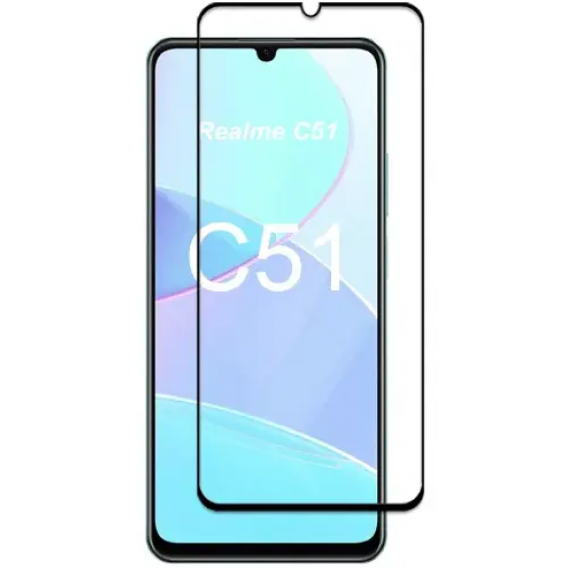 Загартоване захисне скло на Realme C51 з Чорною рамкою