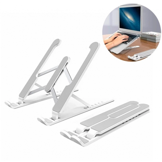 Розсувна підставка для планшета та ноутбука P1 25х22 см / Multi Position foldable notebook (7128) / Білий