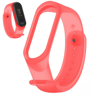 Ремешок на умный браслет Xiaomi Mi Band 5/6 / Красный (прозрачный)