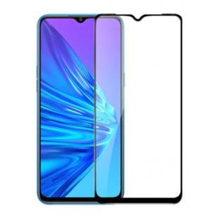 Закаленное защитное стекло на смартфон Realme 5 / Черная рамка