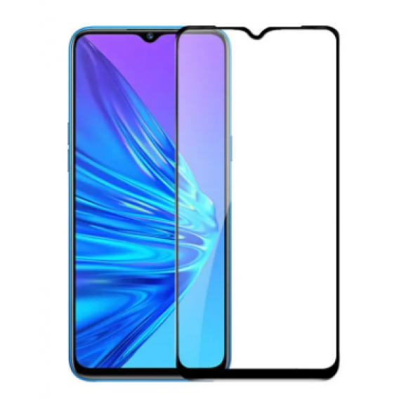Загартоване захисне скло на смартфон Realme 5 / Чорна рамка