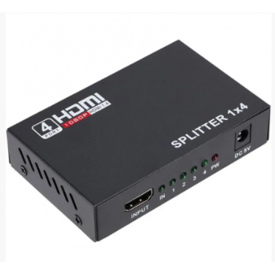Розгалужувач HDMI на 4 порти, HDMI SPLITTER, чорного кольору