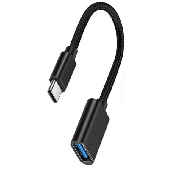 Кабель OTG Type-c / Швидкість 3.0 / Нейлонове сплетіння / Чорний
