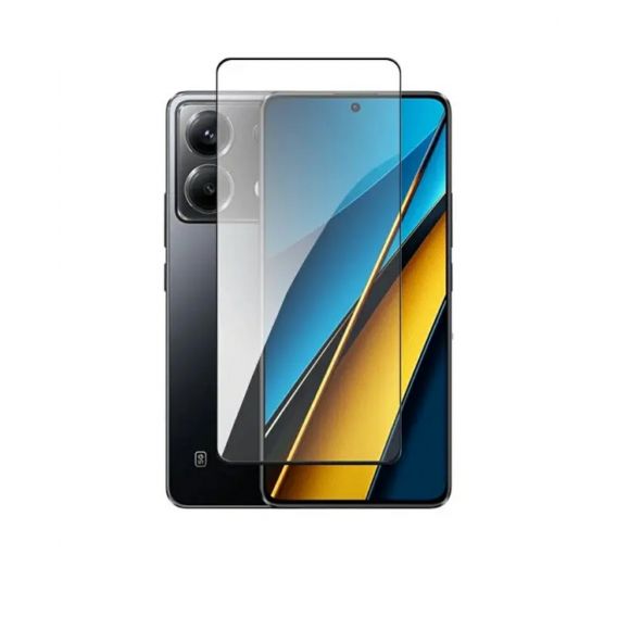 Загартоване захисне скло на смартфон Poco X6 Pro / Чорна рамка