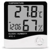 Термометр - гігрометр HTC-2 / Годинник настільний / Шнур температури / Білий