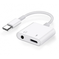 Перехідник для навушників 2 в 1 Type-C + AUX 3.5 Iphone 15,15 pro,15pro max,15plus / Білий