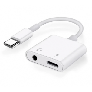 Перехідник для навушників 2 в 1 Type-C + AUX 3.5 Iphone 15,15 pro,15pro max,15plus / Білий