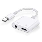 Аудио-адаптер 2in1 Type-C to 3.5mm AUX + Charge (White)