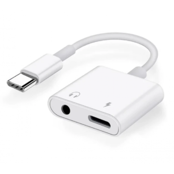 Перехідник для навушників 2 в 1 Type-C + AUX 3.5 Google Pixel / Білий