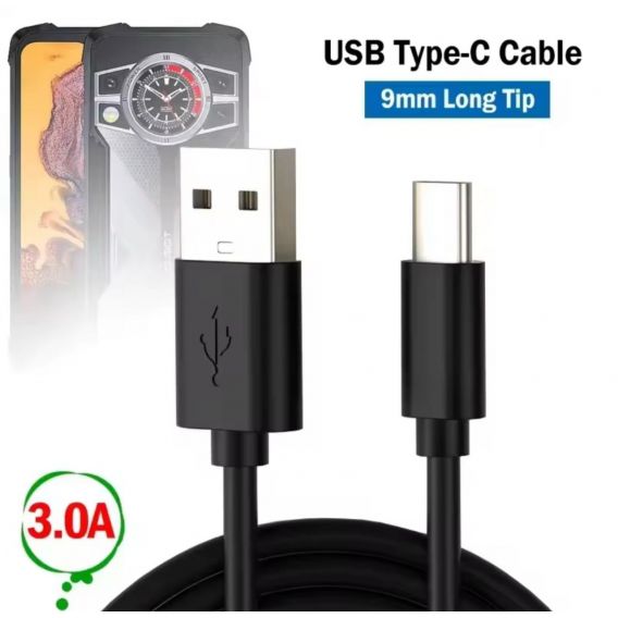 Кабель для захищених смартфонів USB - Type-C 9 mm.\ 1 метр \ Чорний