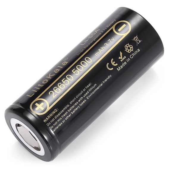 Акумулятор LiitoKala Lii-50A Li-ion 26650 5000 mAh 3.7 V, кольору.