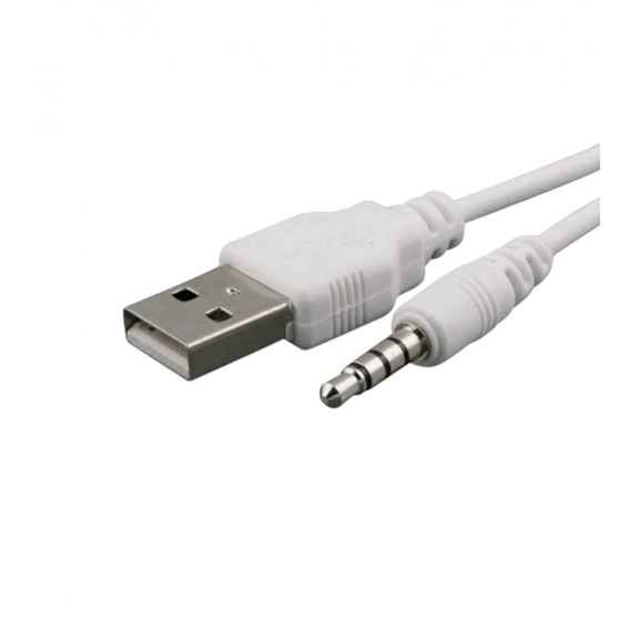 Кабель-перехідник USB (тато) to AUX 3.5 мм (тато), Білий