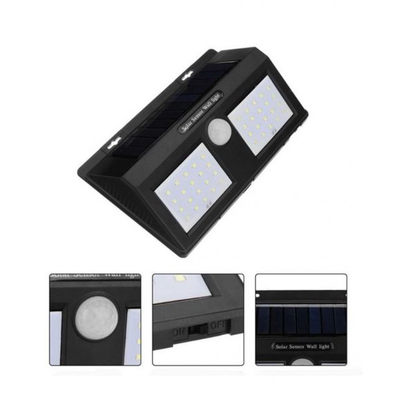 Вуличний світильник на сонячній батареї Solar 1626A + 40 діодів \ (7178) \ Чорний