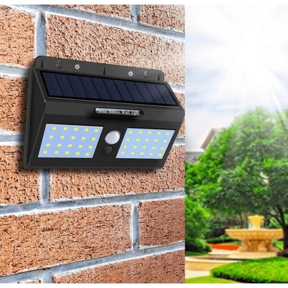 Вуличний світильник на сонячній батареї Solar 1626A + 40 діодів \ (7178) \ Чорний