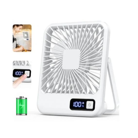 Вентилятор портативний акумуляторний, 18650 Type-C \ Білий