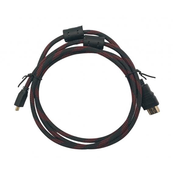 Кабель HDMI - Micro HDMI / V1.4 / 1.5 метра / З феритами / Нейлоновий / Чорний