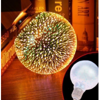 Лампочка 3D феєрверк (8803) / Лампа-нічник / Декоративна LED лампочка / Срібний