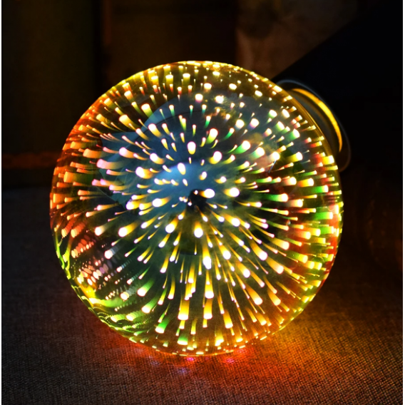 Лампочка 3D феєрверк (8803) / Лампа-нічник / Декоративна LED лампочка / Срібний