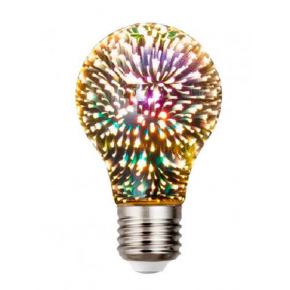 Лампочка 3D феєрверк (8809) / Лампа-нічник / Декоративна LED лампочка / Срібний