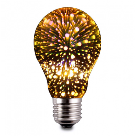 Лампочка 3D феєрверк (8809) / Лампа-нічник / Декоративна LED лампочка / Срібний
