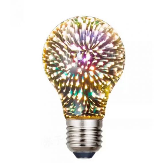 Лампочка 3D феєрверк (8809) / Лампа-нічник / Декоративна LED лампочка / Срібний