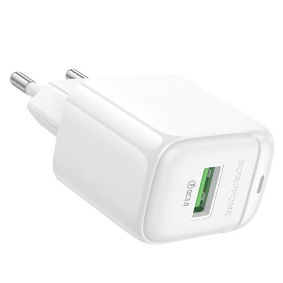 Мережева зарядка Borofone BASA2A для смартфонів Швидка зарядка 3.0 Ампер Біла