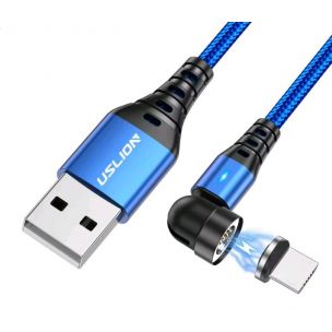 Магнитный кабель USLION Micro - USB / 2 в 1 (Быстрая зарядка 5A) / Круглый, 30см. / Синий Магнитный кабель USLION Micro - USB / 2 в 1 (Быстрая зарядка 5A) / Круглый, 30см. / Синий