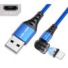 Магнітний кабель USLION Micro - USB/2 в 1 (Швидка зарядка 5A) / Круглий, 30см. / Синій