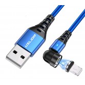 Магнитный кабель USLION Lightning 5A (30 см) Поворотный Синий