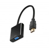 Кабель-перехідник HDMI - VGA для передачі відео і аудіо сигналу / Активне живлення, 1080р / Чорний Кабель-перехідник HDMI - VGA для передачі відео і аудіо сигналу / Активне живлення, 1080р / Чорний