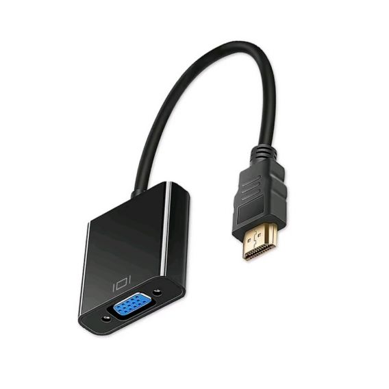 Перехідник HDMI на VGA з аудіо виходом (AUX 3.5 мм) Чорний