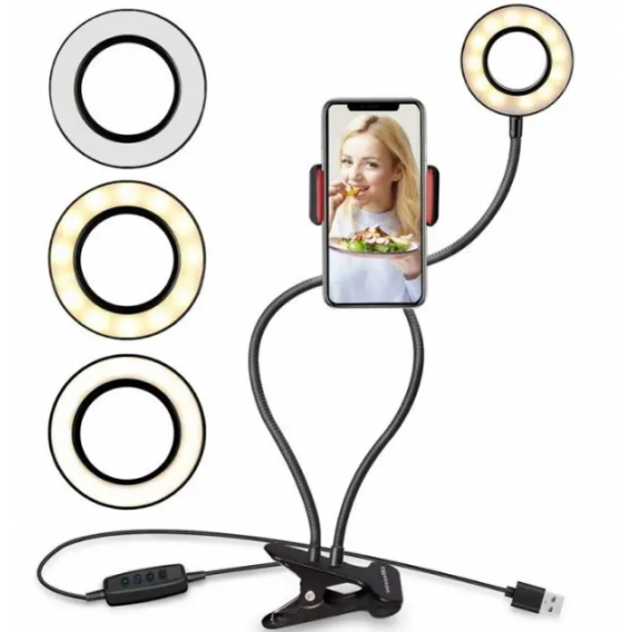 Тримач для телефону Professional Live Stream Pro з підсвіткою LED / Чорний