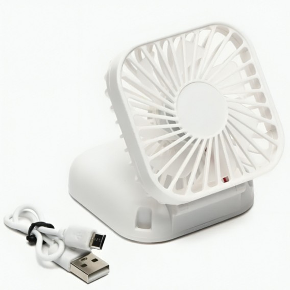 Міні вентилятор акумуляторний, складний із шнурком на шию \ Білий