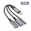 Перехідник 60W 3в1 для Samsung S25, S25+, S25Ultra \ Type-c - AUX 3.5, Type-c ( зарядка), AUX Type-c \ Чорний-Сірий