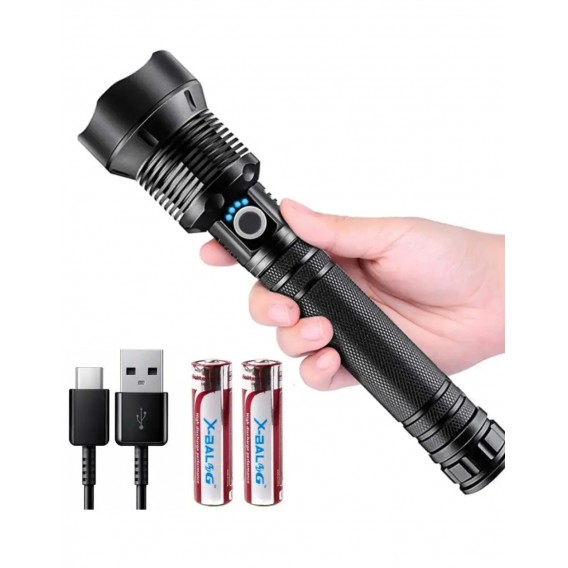 Світлодіодний ліхтарик BL- X92-P70 / 2шт. 18650 / Зарядка Type-c / Чорний