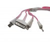 Кабель 4в1 для зарядки телефонів MicroUSB / Lightning / Iphone 3 / NOKIA (2мм) / Рожевий білий