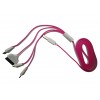 Кабель 4в1 для зарядки телефонів MicroUSB / Lightning / Iphone 3 / NOKIA (2мм) / Рожевий білий