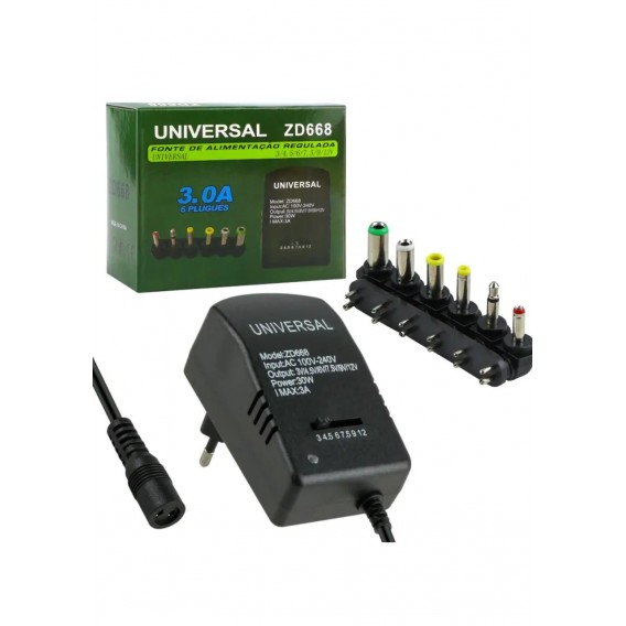 Зарядка універсальна 7 конекторів/3, 4.5, 6, 7.5, 9, 12 Вольт/100 см./Чорний