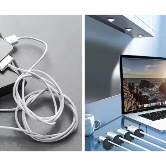 Органайзер силіконовий для кабелів на двосторонній стрічці / Чорний